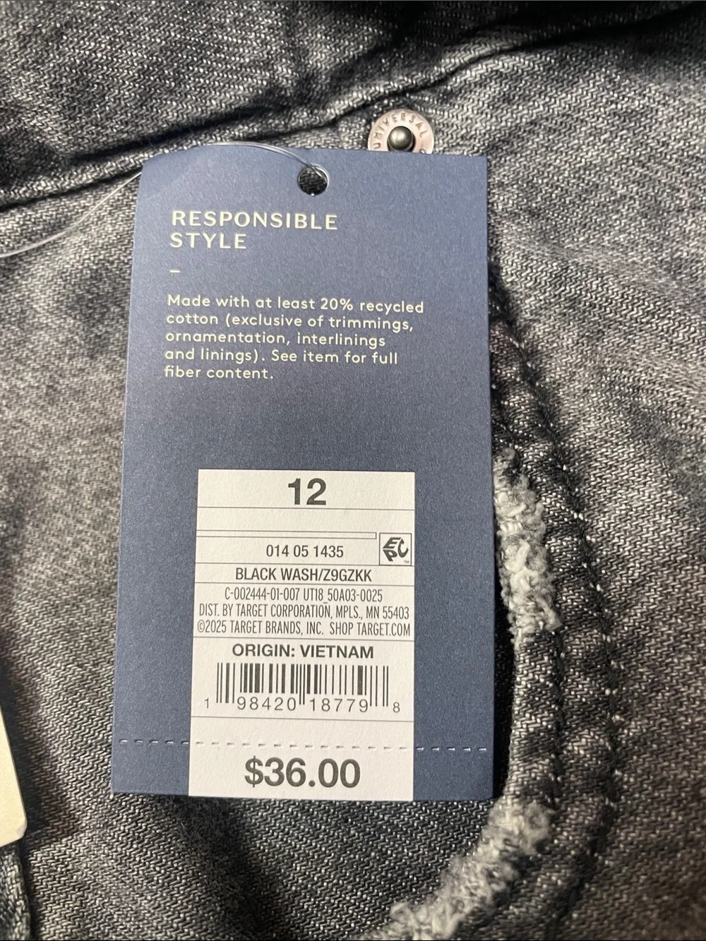 Universal Thread Baggy Wide-Leg Mid Rise Jeans in Washed Black Size 12 | NWT - Picture 12 of 12